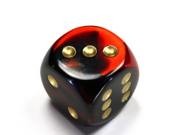 Chessex: Gemini Black-Red/gold 30mm d6 dice w/pips