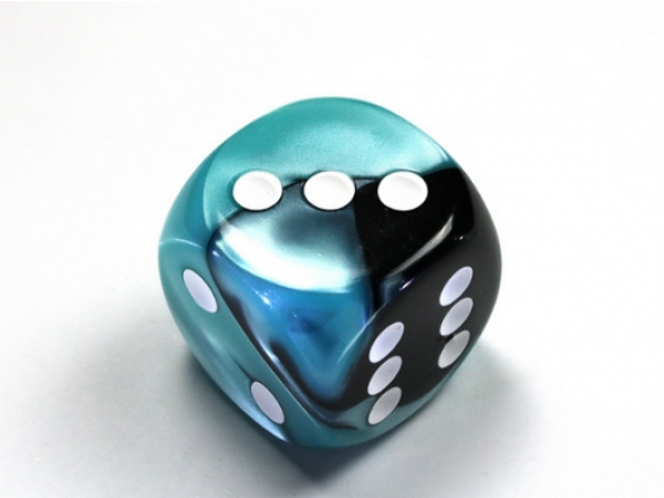 Chessex: Gemini Black-Shell/white 30mm d6 dice w/pips