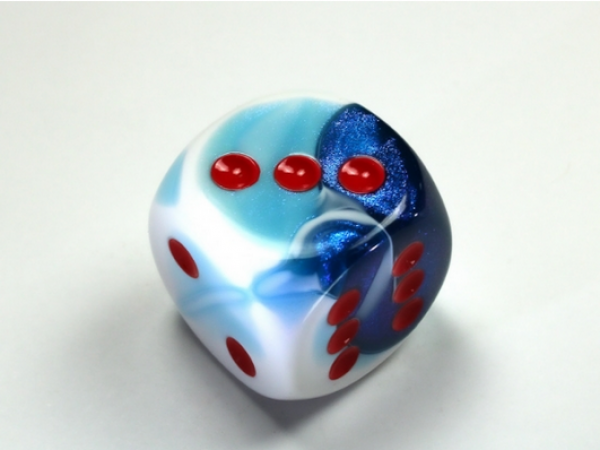 Chessex: Gemini Astral Blue-White/red 30mm d6 dice w/pips