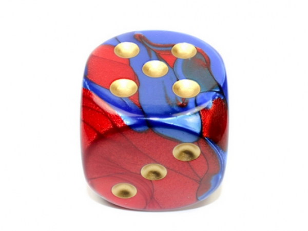 Chessex: Gemini Blue-Red/gold 50mm d6 dice w/pips
