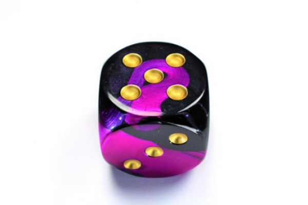 Chessex: Gemini Black-Purple/gold 50mm d6 dice w/pips