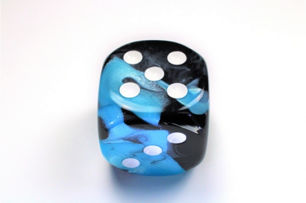 Chessex: Gemini Black-Shell/white 50mm d6 dice w/pips