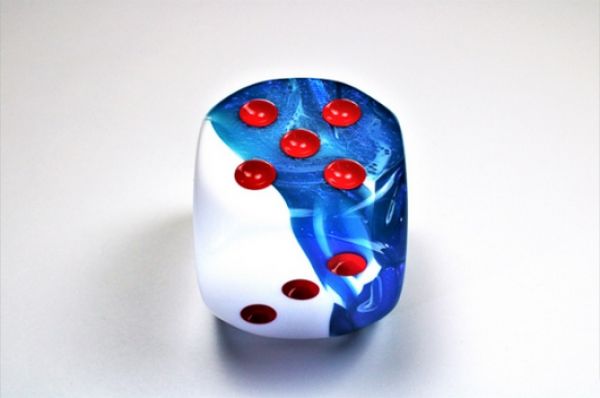 Chessex: Gemini Astral Blue-White/red 50mm d6 dice w/pips