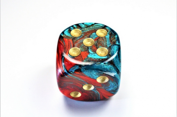 Chessex: Gemini Red-Teal/gold 50mm d6 dice w/pips