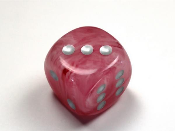 Chessex: Ghostly Glow Pink/silver 30mm d6 dice w/pips