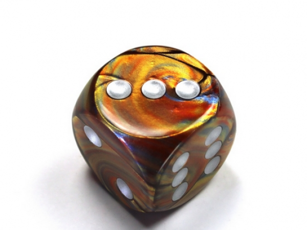 Chessex: Lustrous Gold /silver 30mm d6 dice w/pips