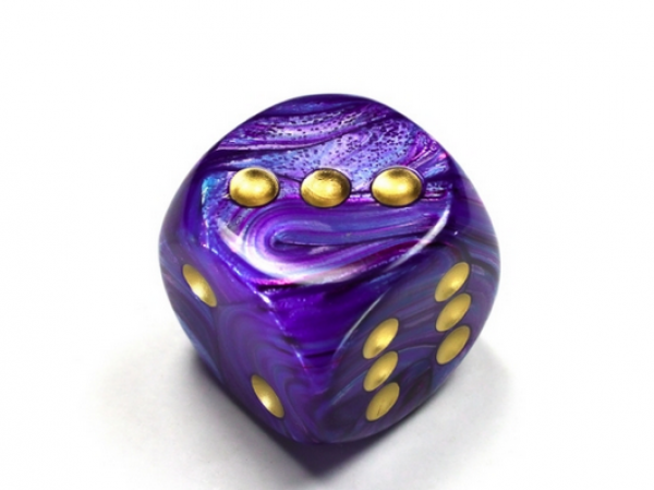 Chessex: Lustrous Purple/gold 30mm d6 dice w/pips
