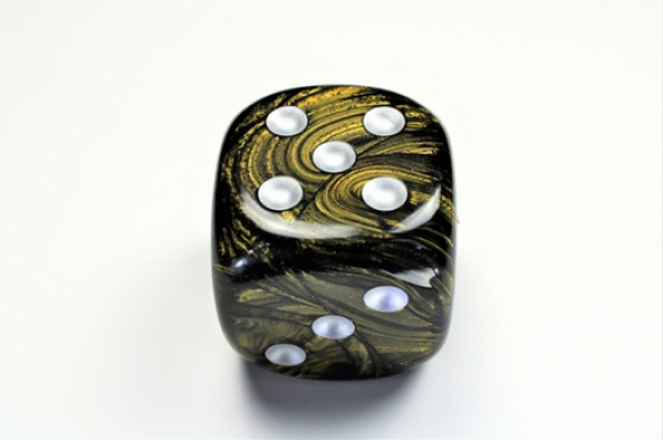 Chessex: Leaf Black Gold/silver 50mm w/pips d6