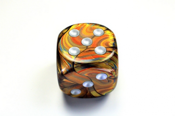 Chessex: Lustrous Gold/silver 50mm d6 dice w/pips