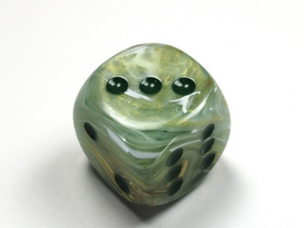 Chessex: Marble Green/dark green 30mm d6 dice w/pips