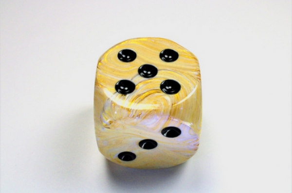 Chessex: Marble Ivory/black 50mm d6 dice w/pips