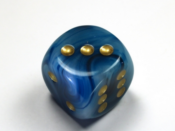 Chessex Dice: Phantom Teal/gold 30mm d6 dice w/pips