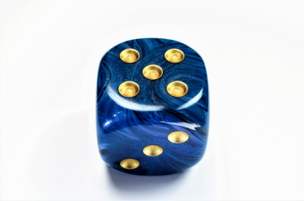 Chessex Dice: Phantom Teal/gold 50mm d6 dice w/pips