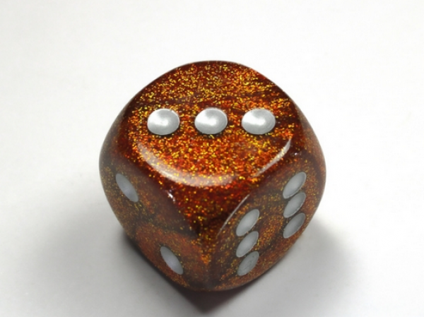 Chessex Dice: Glitter Gold/silver 30mm d6 dice w/pips