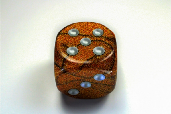 Chessex Dice: Glitter Gold/silver 50mm d6 dice w/pips