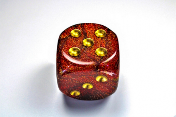 Chessex Dice: Glitter Ruby/gold 50mm d6 dice w/pips