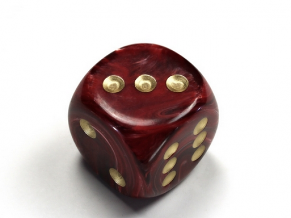 Chessex Dice: Vortex Burgundy/gold 30mm d6 dice w/pips