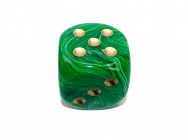 Chessex Dice: Vortex Green/gold 50mm d6 dice w/pips