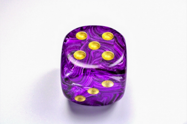 Chessex Dice: Vortex Purple/gold 50mm d6 dice w/pips