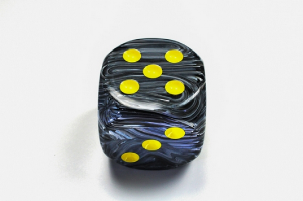 Chessex Dice: Vortex Black/yellow 50mm d6 dice w/pips