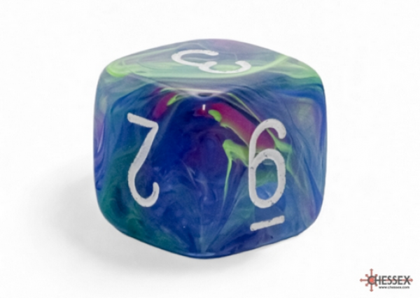 Chessex: Festive Mega-hedral Waterlily/white d6 (1)