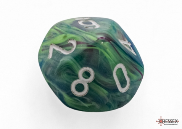 Chessex: Festive Mega-hedral Waterlily/white d10 (1)