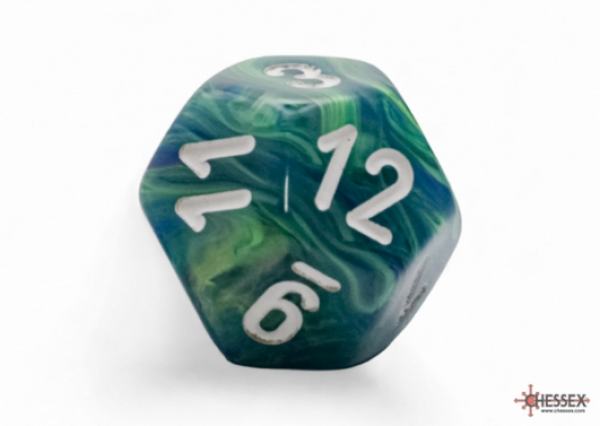 Chessex: Festive Mega-hedral Waterlily/white d12 (1)