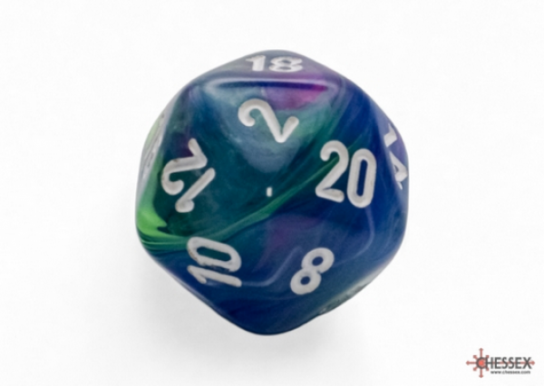 Chessex: Festive Mega-hedral Waterlily/white d20 (1)