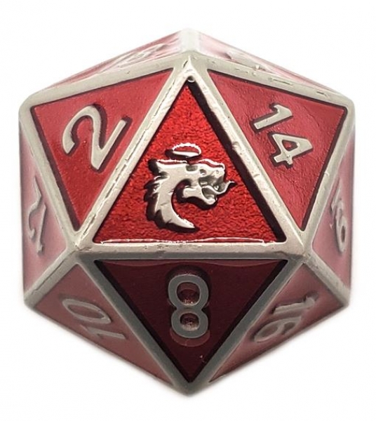 Old School DnD RPG Metal d20: Elven Forged - Metallic Red