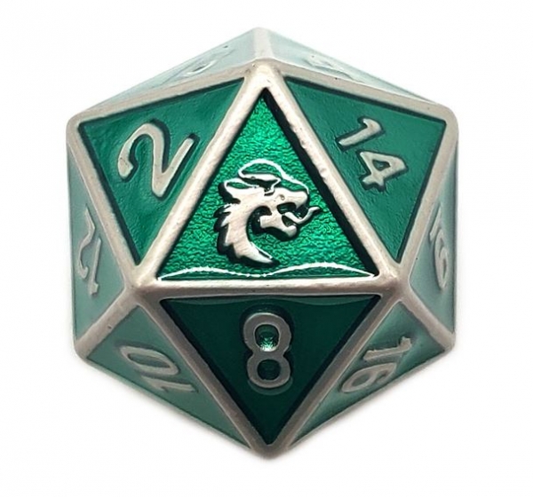 Old School DnD RPG Metal D20: Elven Forged - Metallic Green