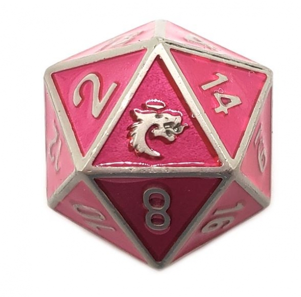 Old School DnD RPG Metal d20: Elven Forged - Metallic Pink