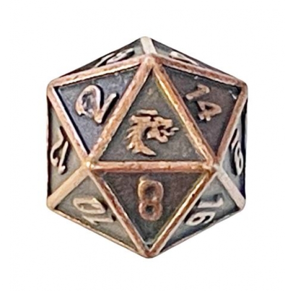 Old School DnD RPG Metal d20: Dwarven Forged - Ancient Bronze