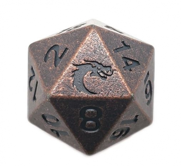 Old School DnD RPG Metal d20: Dwarven Forged - Archaic Bronze