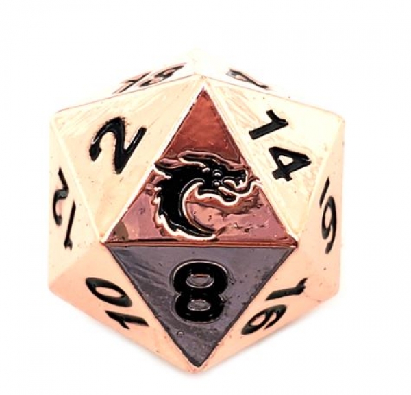 Old School DnD RPG Metal D20: Halfling Forged - Shiny Copper
