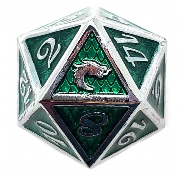 Old School DnD RPG Metal D20: Dragon Scale - Green