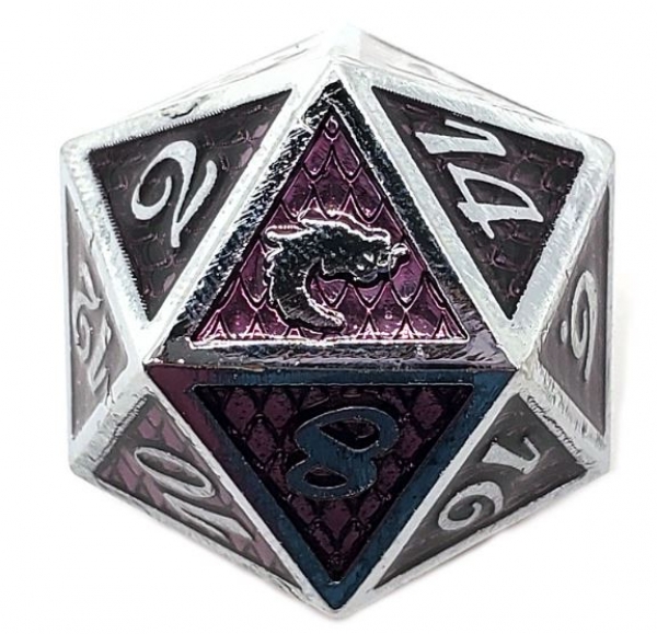 Old School DnD RPG Metal D20: Dragon Scale - Purple
