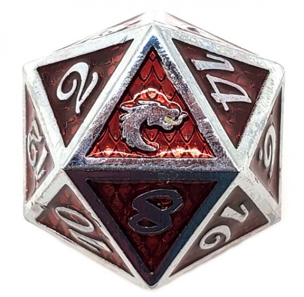 Old School DnD RPG Metal D20: Dragon Scale - Red