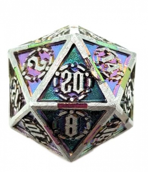 Old School 22mm D20 Metal Die: Knights of the Round Table - Spectral w/ Silver