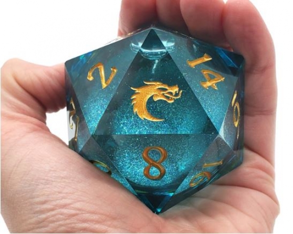 Old School Sharp Edged 55mm D20: Liquid Infused - Azure Fury