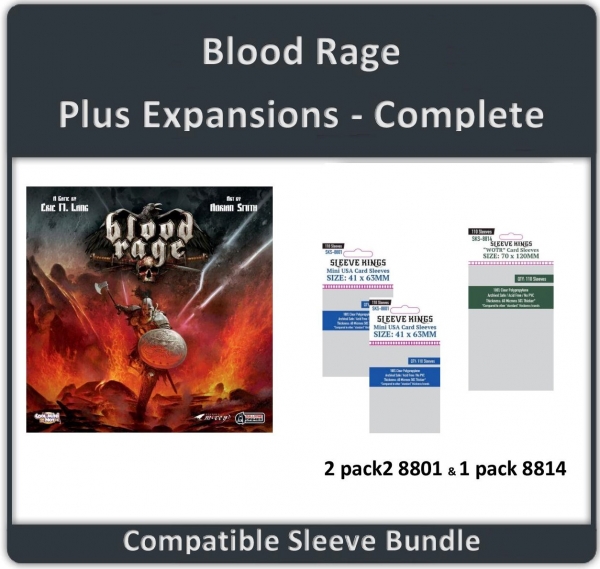 ''Blood Rage + Expansions Complete'' Compatible Sleeve Bundle (8801 X 2 + 8814 X 1)