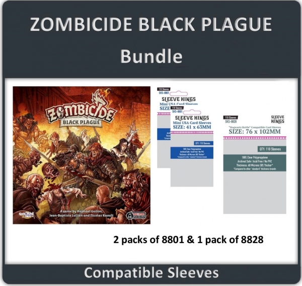 ''Zombiecide Black Plague'' Compatible Sleeve Bundle (8801 X 2 + 8827 X 1)