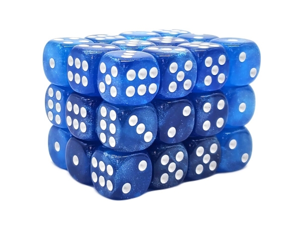Old School Dice: 12mm D6 Galaxy - Blue Shimmer (36)