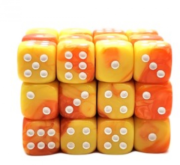 Old School Dice: 12mm D6 Vorpal - Yellow & Orange (36)