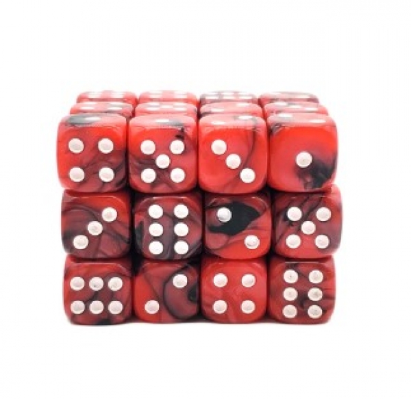 Old School Dice: 12mm D6 Vorpal - Red & Black (36)