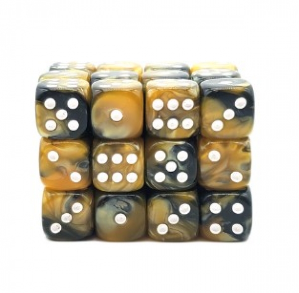 Old School Dice: 12mm D6 Vorpal - Black & Gold (36)