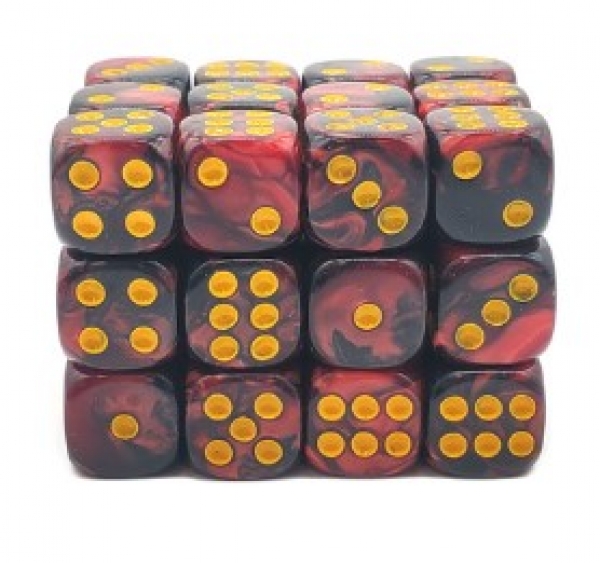 Old School Dice: 12mm D6 Vorpal - Blood Red & Black (36)