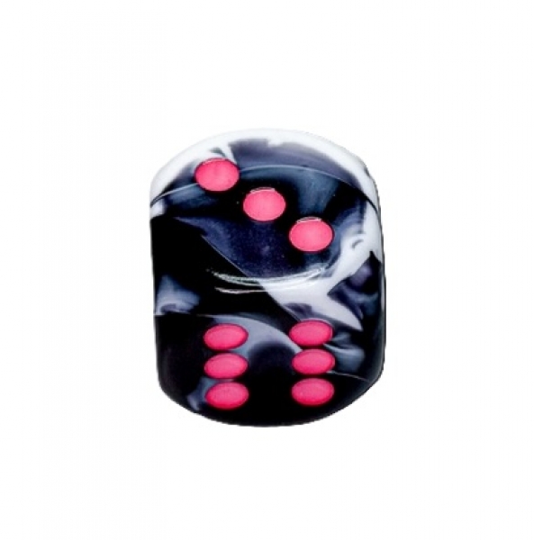 Gemini Black-White/pink 30mm d6 dice w/pips