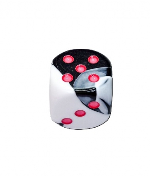 Gemini Black-White/pink 50mm d6 dice w/pips