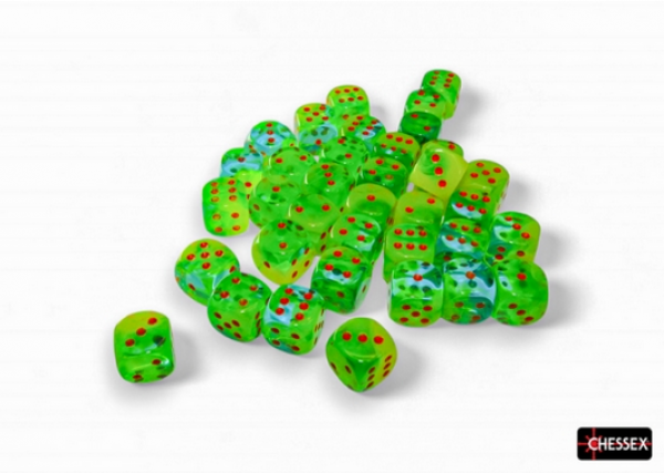 Chessex Dice Sets: Gemini Plasma Green-Teal/Orange Luminary 12mm d6 Dice Block (36 dice)