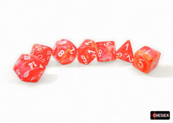 Chessex Dice Sets: Festive Dahlia/White Luminary Polyhedral 7-Dice Set